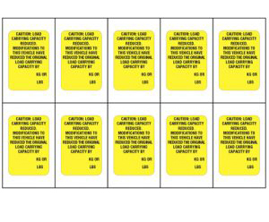 Load-Carrying Capacity Modification Label (100 labels/covers per package)