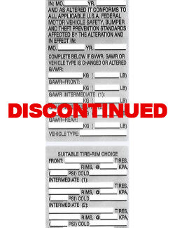 Pre-Printed Gray Altered Vehicle Certification Labels (50 labels/covers)