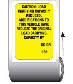 Load-Carrying Capacity Modification Label Roll (3-inch core, 500 labels and covers/roll)
